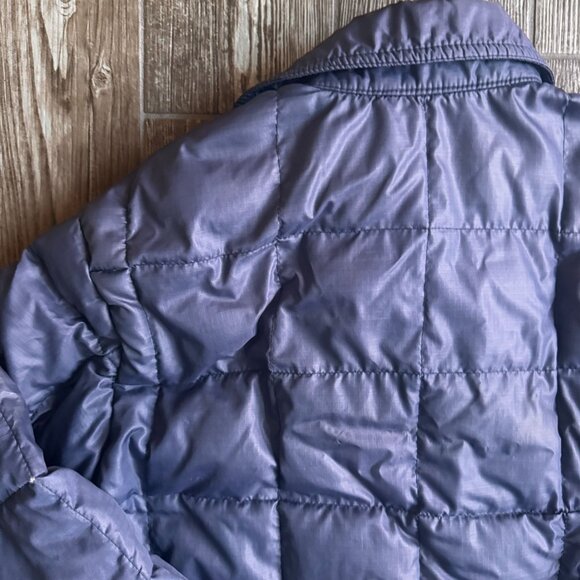 Vtg Kentfield Men L Down Puffer Jacket 80s Snap Button Navy Quilted Chest Pocket - Picture 6 of 8